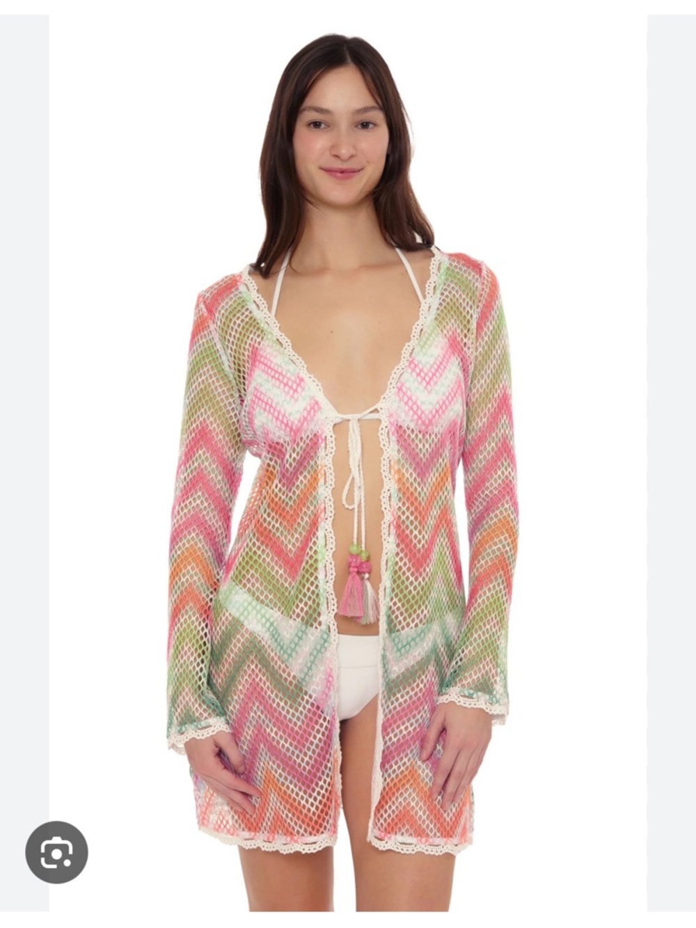 Chevron Mesh Swim Cover-Up in Pink, Green & Orange